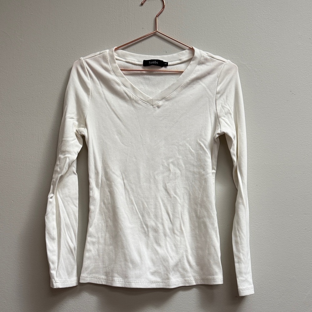 Women's White Long Sleeve Top